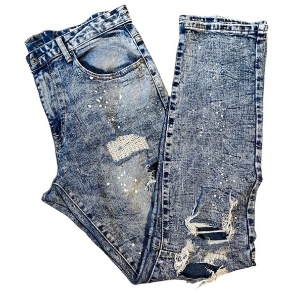 Smoke Rise NY Streetwear Distressed Tapered Leg Men's Jeans Size 34x32 - Picture 5 of 8